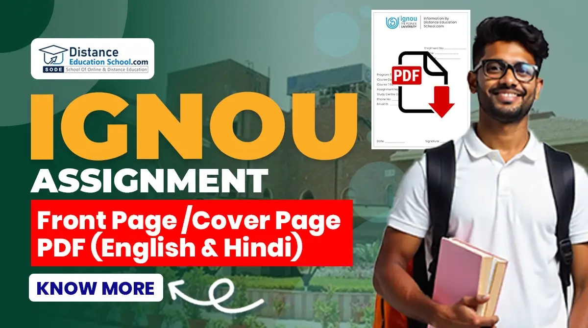 IGNOU Assignment Front Page /Cover Page PDF (English & Hindi)